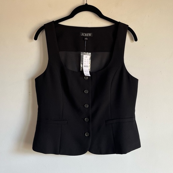 J. Crew Jackets & Blazers - NEW J Crew ‘Scoopneck Vest in Drapey Crepe’ in Black Size 4 $98 Retail